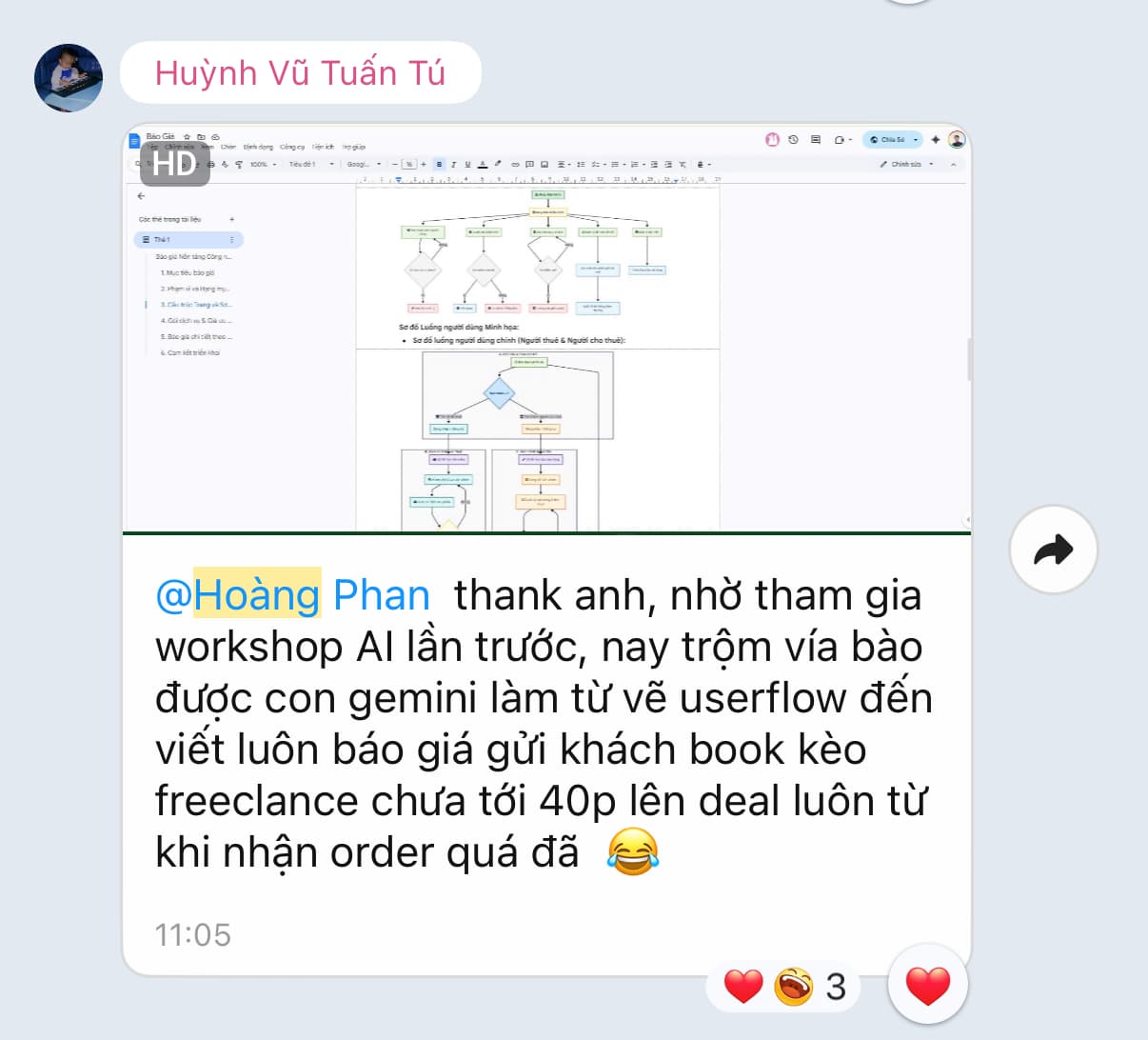 Preview of review from 1 bạn tham gia workshop