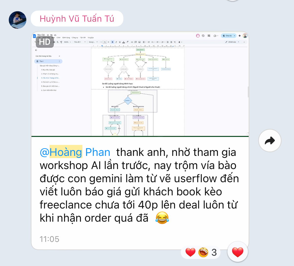 Preview of review from 1 bạn tham gia workshop
